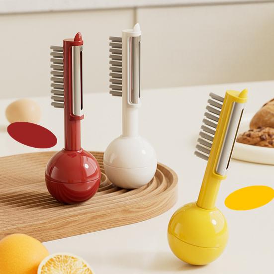 Freistehendes 3-in-1-Schälmesser mit Bürste, scharfe Edelstahl-Schälwerkzeuge, ergonomischer ABS-Griff für Kartoffel-/Karotten-Küchenhelfer, Geschenk