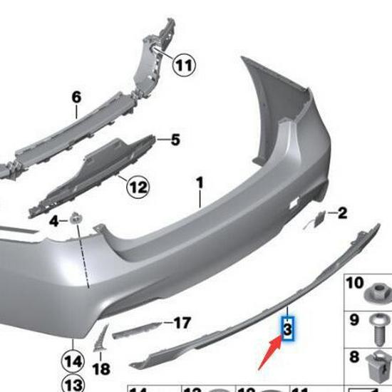 BMW Seria 3 F30 Ornament Central Bară Față 51128054198