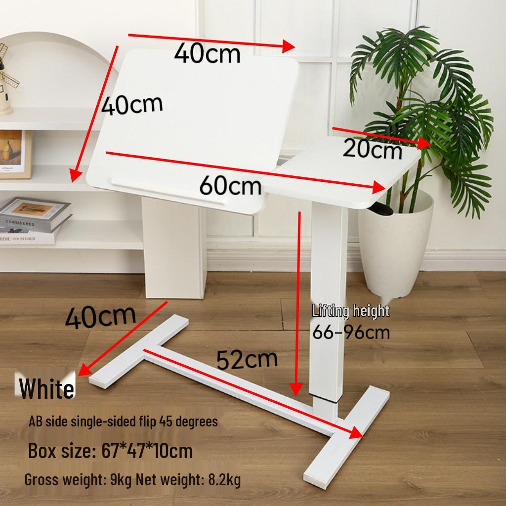 Adjustable Double-Sided Folding Bedside Table with Pneumatic Lift for Sofa or Office Use