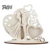 Wedding Souvenir for Bride And Groom Wooden Couple Ornaments with LED Lights, Romantic Statue Heart Night Light Bedroom Design, Warm Glow Tabletop