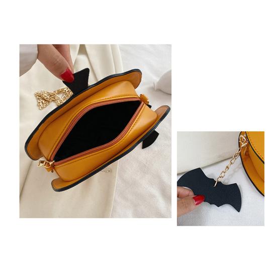 Halloween Pumpkin Bag Spooky Pumpkin Purse Crossbody Pumpkin Bag with Chain Shoulder Strap for Parties or Trick-or-Treating