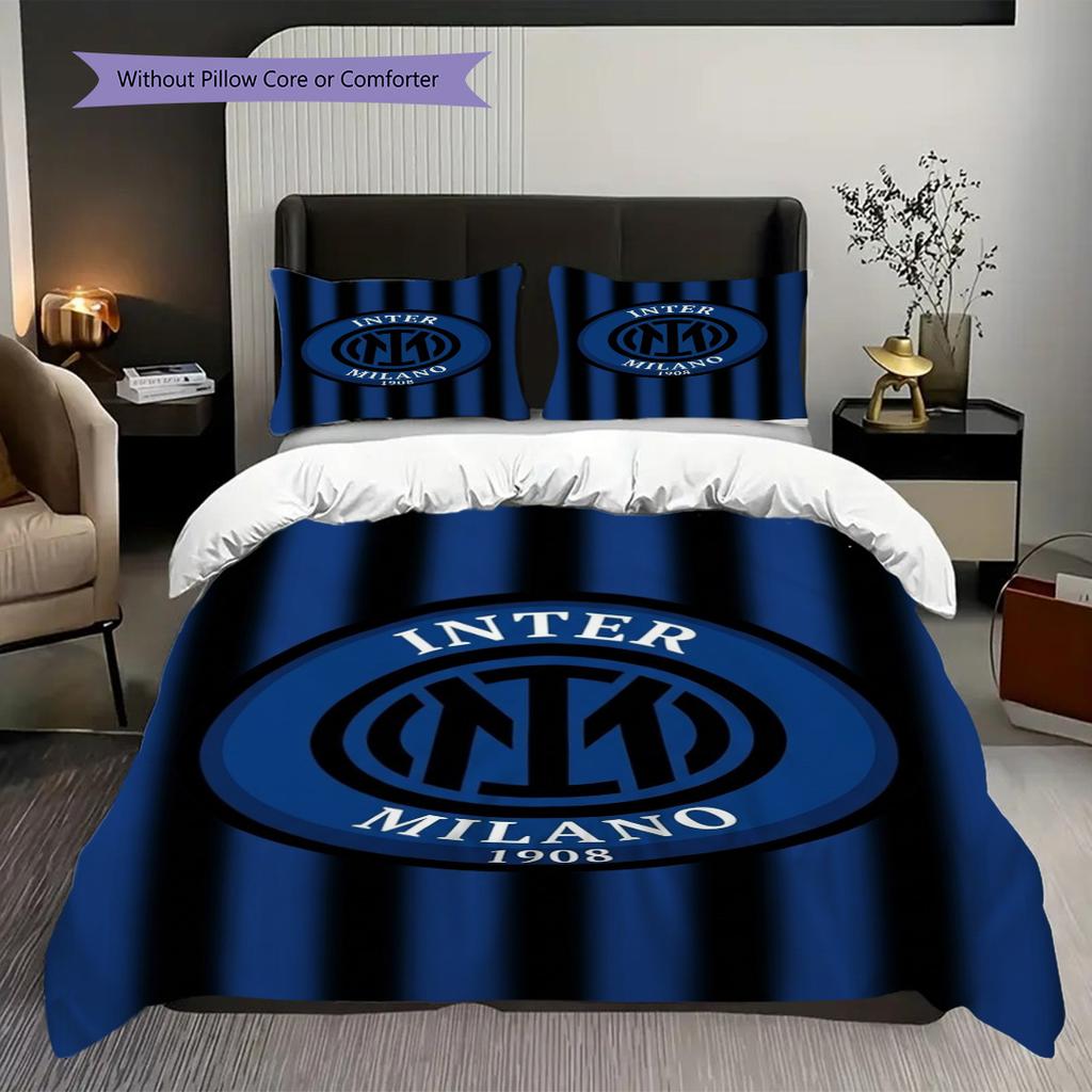 Biancheria da letto con stemma del Football Club Internazionale Milano (1 * copripiumino + 2 * federa, senza nucleo) Regalo di compleanno di Natale morbido e confortevole
