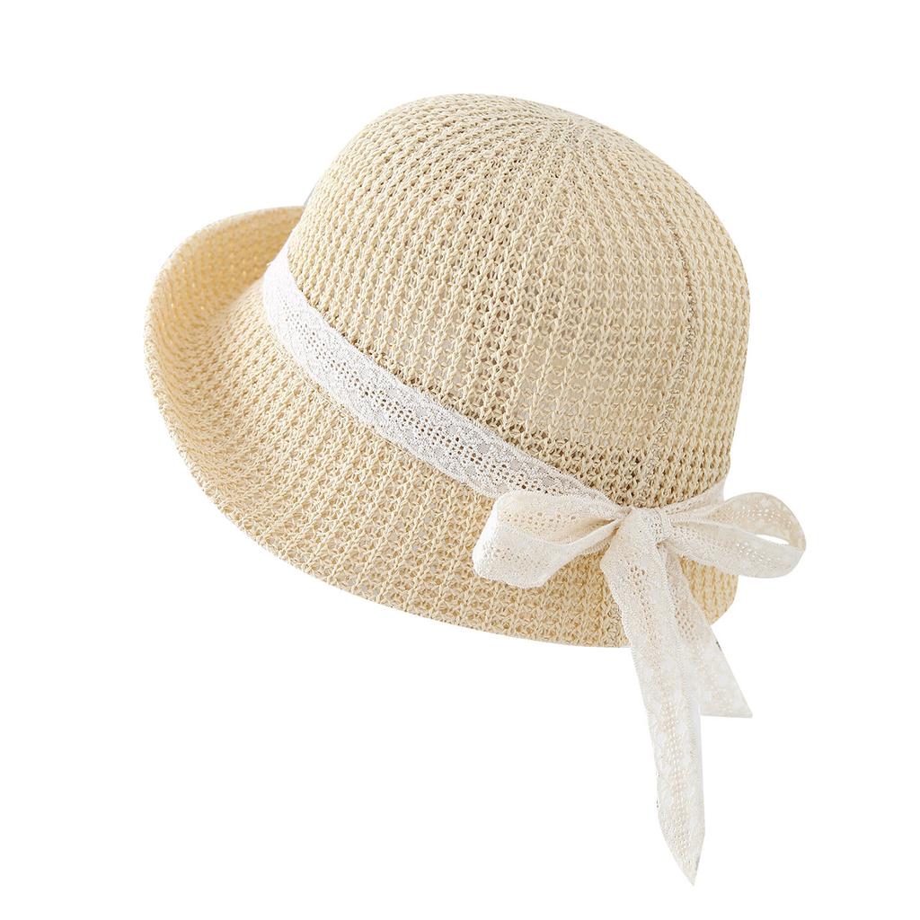 Bow knitted fisherman's hat women's spring and summer sunshade sunscreen hat fashion versatile basin hat French