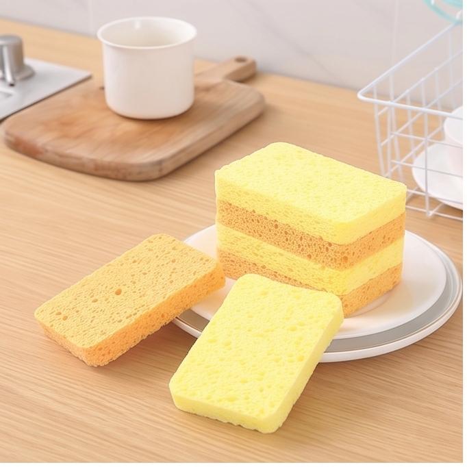 Thickened Wood Pulp Sponges, Single Pack, Absorbent Non-Scratch Kitchen Dish Scrubbers