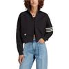 adidas Originals Trefoil Logo Embroidered Stripe Zip-Up High Collar Track Jacket Women Outerwear Black IB7317