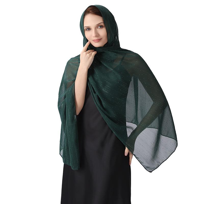 Șal elegant 70*200cm pentru femei Formal, Șifon transparent ușor, cu strasuri și fir argintiu