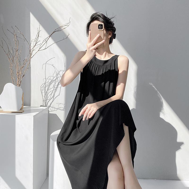 Nouveau déshabillé en coton et soie Mu Zhensi pour femme, été, fin, coton et soie artificiels, couleur unie, haut de gamme, longueur genou, tenue d'intérieur