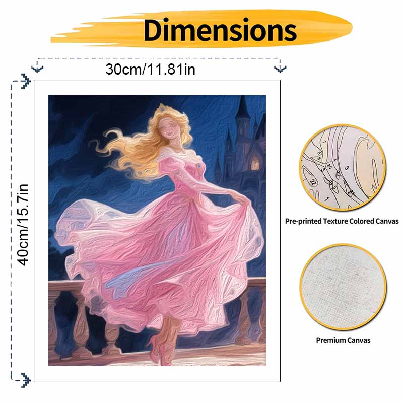 Disney Princess Aurora oil painting art set handmade diy gift home decoration. Castle and beautiful girl wall art decor canvas set