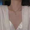 Niche Sense of Natural Freshwater Pearl Asymmetric Splicing Collarbone Chain Love Pendant Necklace for Women