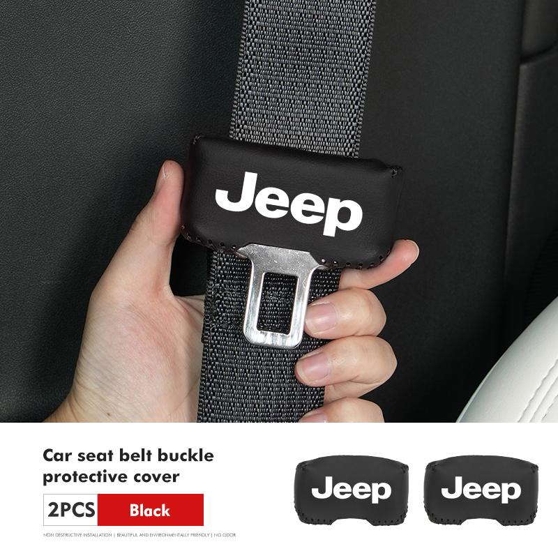 Car Seat Belt Buckle Plug Leather Car Seat Belt Clip Protective Covers For uhf9 Grand Cherokee Wrangler JK Renegade Gladiator rf3
