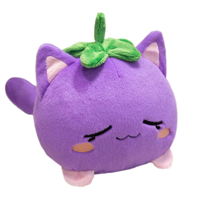 Zoete Lieve Aardbeien Katje Bal Pluche Speelgoed Zacht Roze Cartoon Appel Aubergine Kat Poppen Tassen Hangend Speelgoed Grappig Bureau Decor 25CM