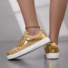 Women’s Sneakers Casual Outdoor School Student Shoes Lightweight for Girls Skateboarding Shoes Silver Gold Plus Size