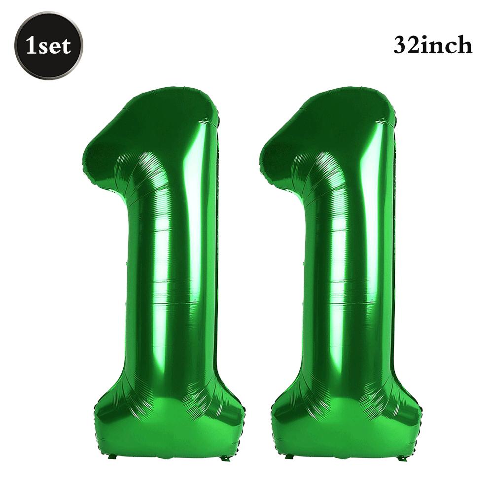 32 Inch Green Number Foil Balloons 0-9 Jungle Safari Theme Soccer Party Decor Kid Boy 1st Birthday Dinosaur Baby Shower Supplies