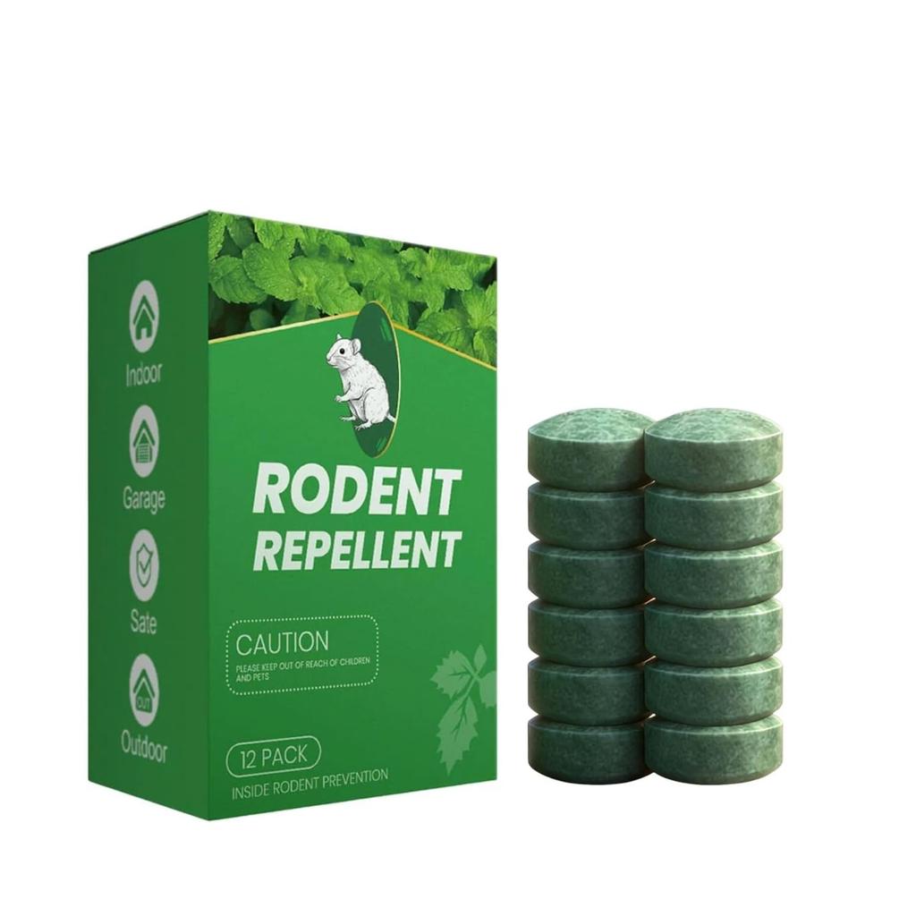 12 Pack Natural Mouse Rodent Repellent with Camphor Peppermint Oil, Indoor Outdoor Pest Control for Garage Kitchen Basement