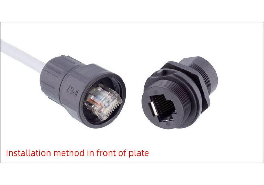RJ45 Waterproof Panel Mount Gigabit Network Connector, US Standard, 8-Core