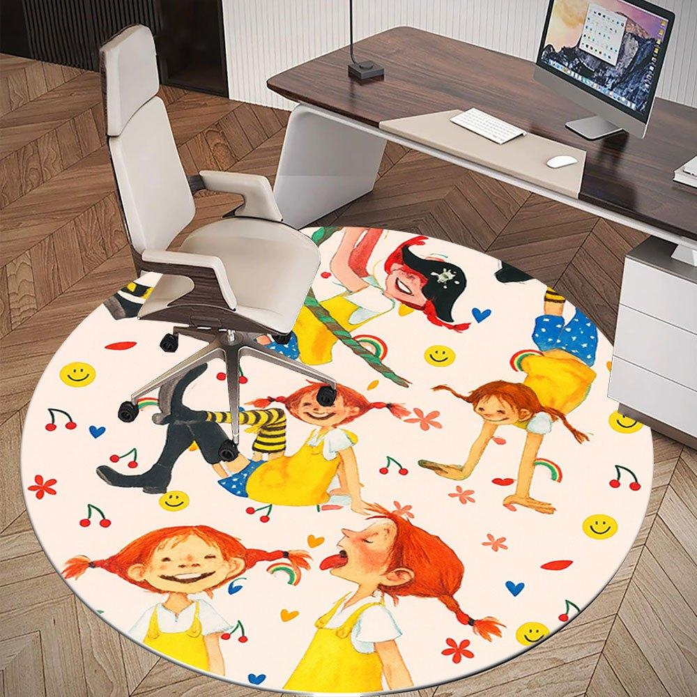 Happy Kids: Colorful Circular Wall Art for Playful SpacesRound Non-Slip chair mat chair carpet for office Rugs for Office Decor Gift For Valentine's D
