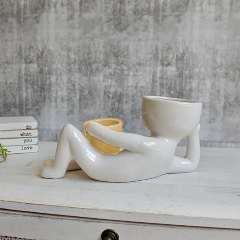 Lazy Guy květináče pro pokojové rostliny roztomilé pryskyřičné květináče ležící postava domácí zahradní dekorace dárek