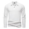 Men's Long Sleeve Polo Shirt Casual Textured Top for Men Spring Autumn Fashion Multi-Color Button-Down Collar Male Blouse