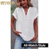 BITCED Damesmode Casual Effen Kleur Print Korte Mouw V-Hals Blouses & Shirts