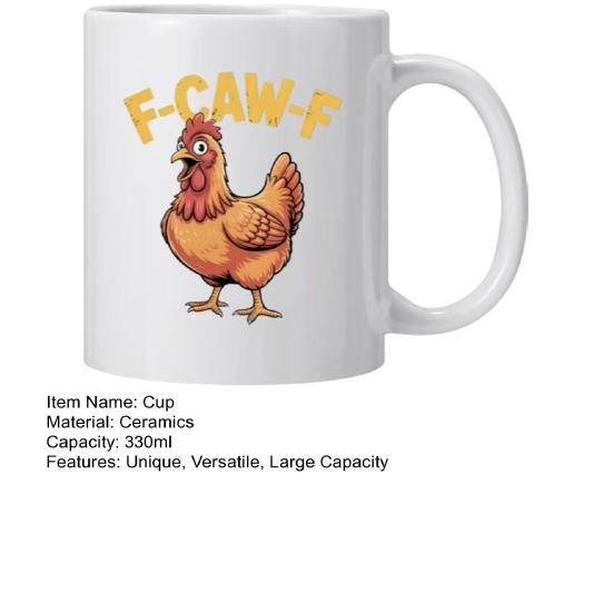 Cartoon Rooster Coffee Mug Ceramic F-Caw-F Sound Mug for Men Women