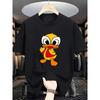 Adorable Little Yellow Duck Print Men'S T-Shirt, Loose Black Short-Sleeve Top with a Round Neck for Summer