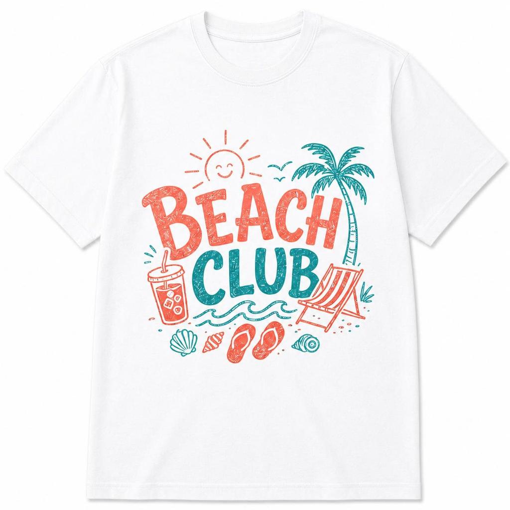 Retro Beach Club Shirt, Summer Vacation Graphic Tee, Coastal Tropical Vibes
