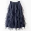 2023 Women's Irregular A-Line Pleated Gauze Skirt with Tassels