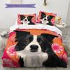 Pink Border Collie Pattern Bedding Home Decoration Birthday Gift (1 * duvet cover + 2 * pillowcase, without core)