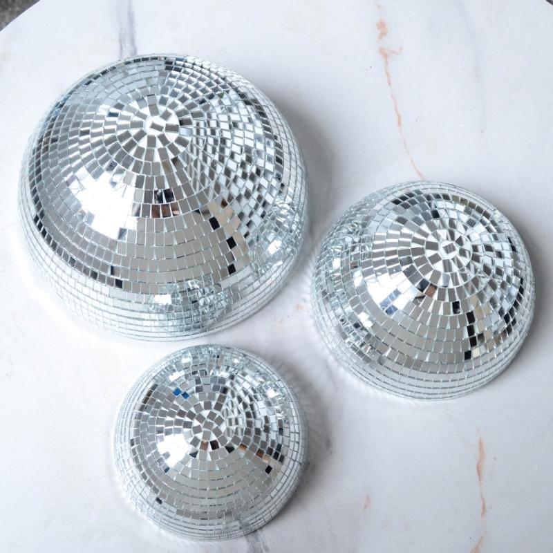 Set of 3 Disco Ball Half Sphere Wall Decoration Mirror Tile Party Backdrop Accent with Adhesive Pad for Room Styling