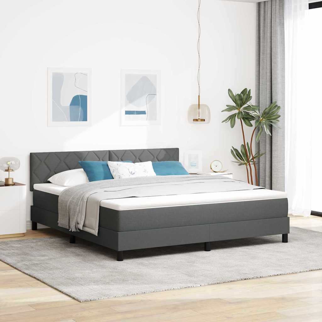 Boxspring Bed with Headboard Dark Grey 180 X 200 Cm Fabric