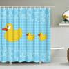 Duck Shower Curtain Cartoon Character Taking A Bath Colorful Drops Backdrop Dots,Cloth Fabric Bathroom Curtains with Hooks