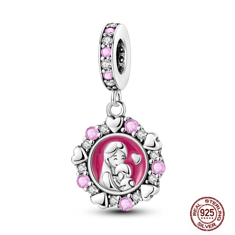 Colorful Heart Murano Glass Flower Travel Pink Charm Bead Components Copper Metal Compatible With Authentic Original Bracelet High Quality Fine