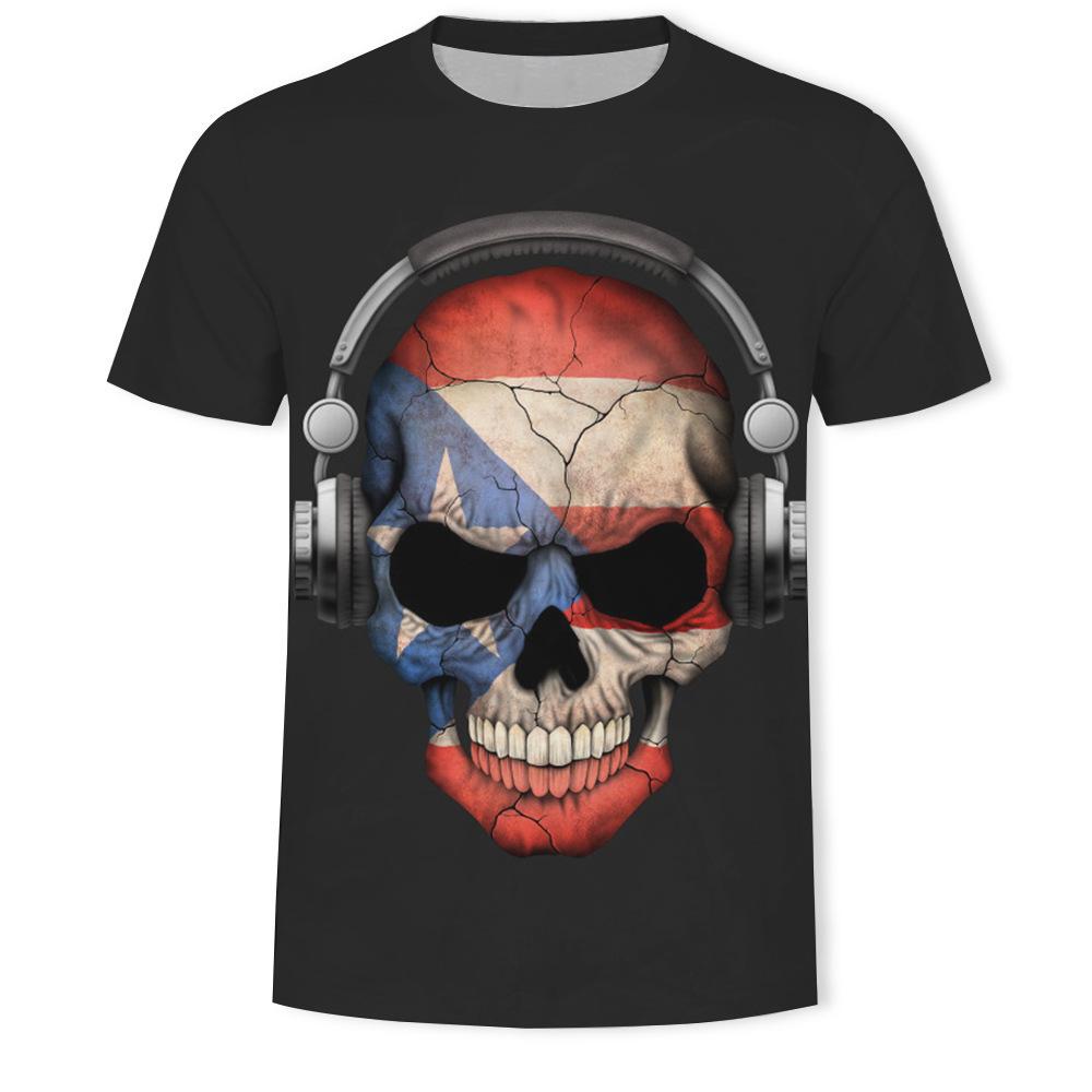 Sommer Rundhals 3D Schädel Print Top Modische Lässige Kurzarm Herren T-Shirts