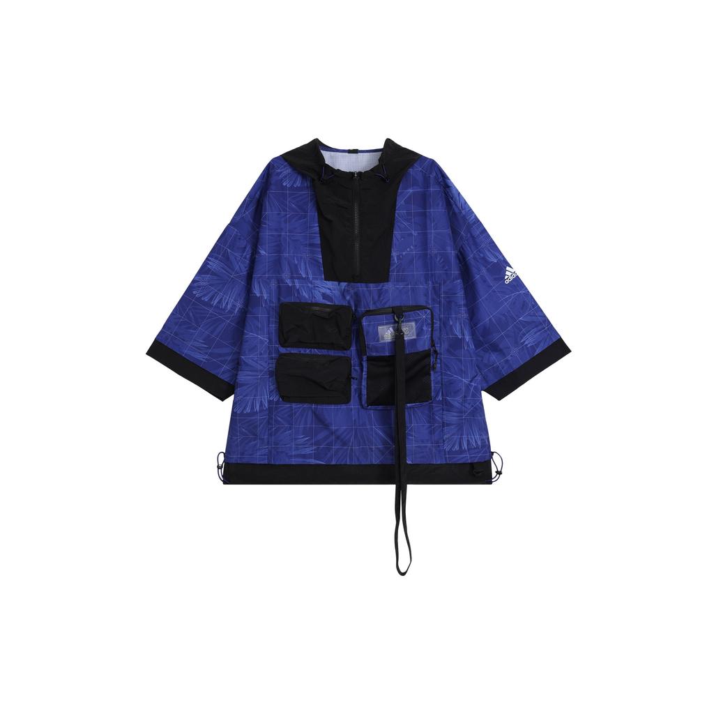 Adidas Patchwork Pocket Detail Sports Hoodie Jacket Men Outerwear Navy HE9927