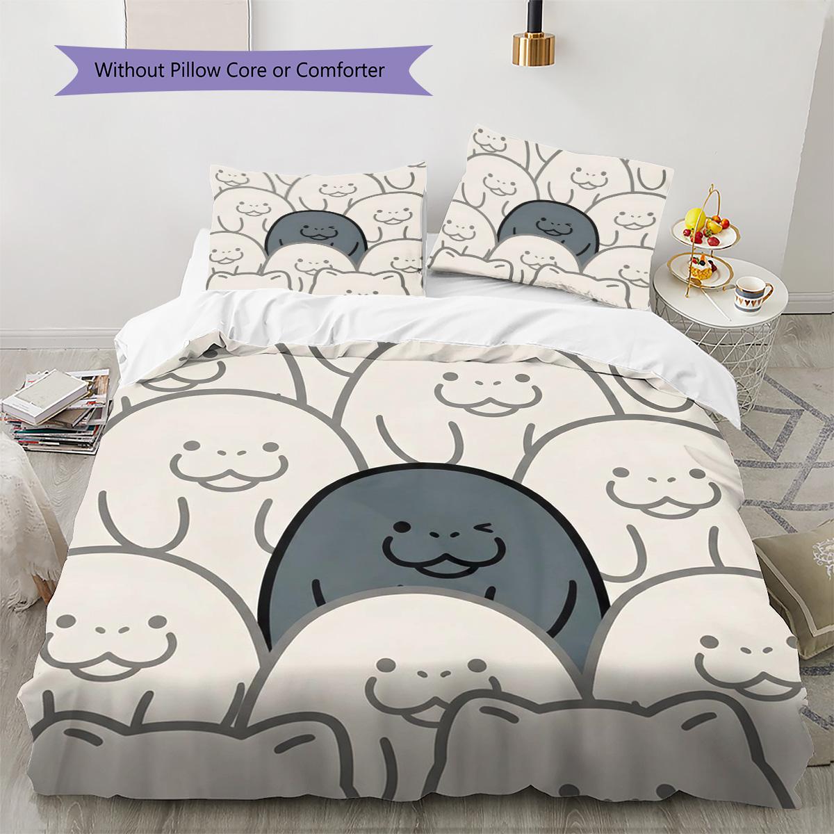 

Manatee Pattern Bedding Quilt Set Quilt Cover Pillowcase Home Decoration Birthday Gift (1 * duvet cover + 2 * pillowcase, without core) 135x200cm