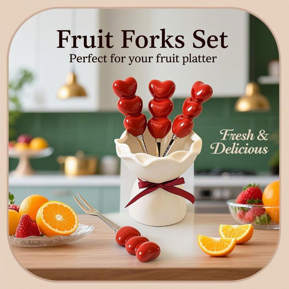 INS Dessert Forks with Storage Jar Bouquet Shape Fruit Receipt Jar  Party Supplies