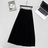Autumn & Winter High-Waisted Pleated Wool Skirt - Versatile Slimming Mid-Length with Wide Hem.