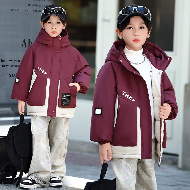 Children's Cotton Windbreaker: Boys' and Girls' Thick Hooded Autumn/Winter Jacket, 2025 New Style School Uniform for Middle & Big Kids
