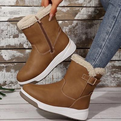 Flats Platform Women Snow Ankle Boots Fur Warm Walking Cotton Shoes Woman 2024 Winter Trend New Casual Thick Chelsea Botas Mujer