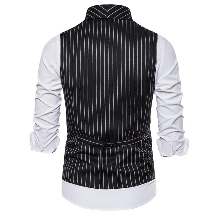 Men's European-Style Striped Shawl Collar Suit Vest - Autumn/Winter Casual 2019