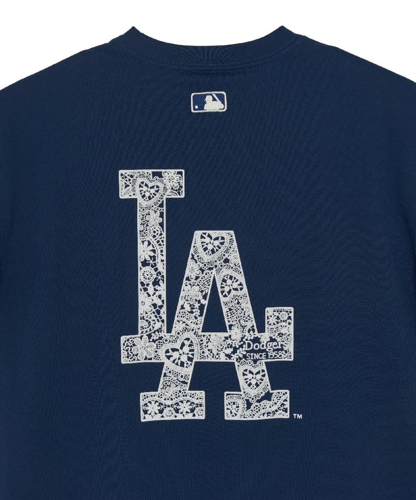 Emelbi Basic Lace Mega Logo Oversized Short Sleeve T-Shirt La (D.Navy)