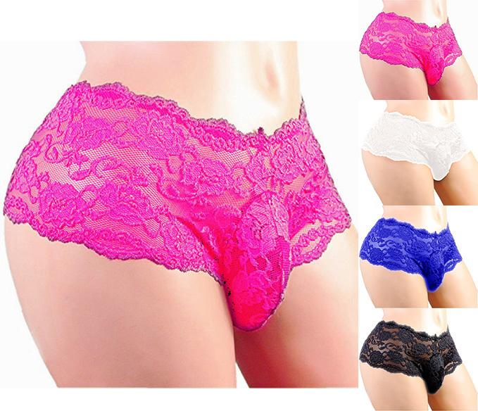 Men's Lace Boxer Briefs Sheer Floral Pattern Underwear Breathable Stretch Fabric Comfortable Fit for Performance and Daily Wear