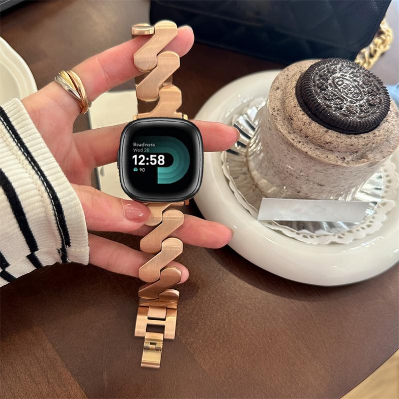 

Ремешок из нержавеющей стали для Fitbit Versa 4 3 Sense/Sense 2, женский ремешок, тонкий браслет для Fitbit Versa 2 1 Lite, аксессуары Fitbit Versa 3 or Sense розового золота