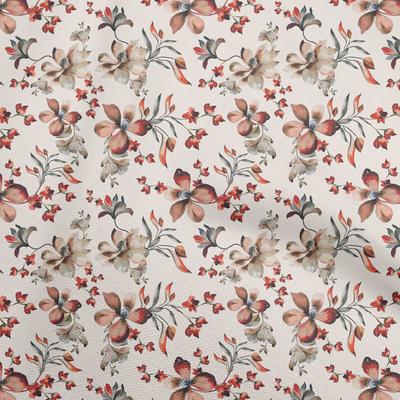 Cotton Flex Light Beige Fabric Floral  Diy Clothing Quilting Fabric Print Fabric By Yard 40 Inch