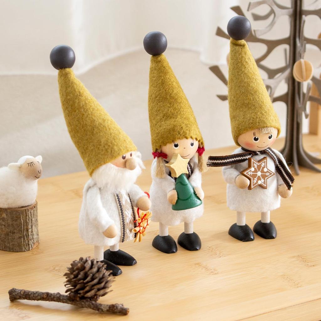 NORDIKA nisse Jul Trädocka Tomte som Håller Halmprydnad av Jule Hygge