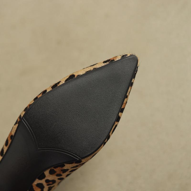 Fashion Women's New Style Horsehair Pointed Leopard Print High Heels In Large Size, Comfortable and Breathable Single Shoes, Work Shoes
