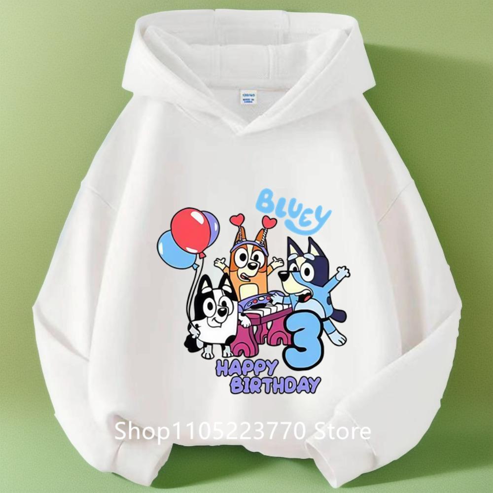 Kids Bluey Hooded Sweatshirt Fall Winter Warm Soft Pullover Comfortable Playwear for Boys Girls