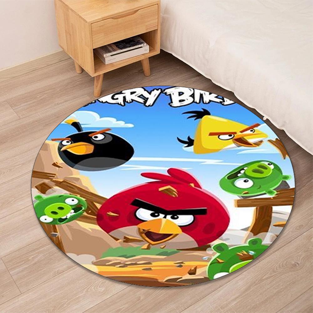 Angry Birds Printed Round Rug Carpet Chair Rug Area Rug Entryway Doormats,for Office Chair Living Room Bedroom Kitchen Room.