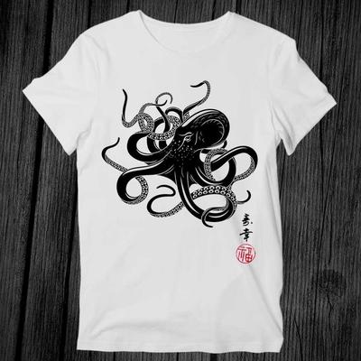 Octopus Japanese Calligraphy Anime Manga T Shirt Unisex Adult Mens Womens Gift Cool Music Fashion Top Vintage Retro Tee G216
