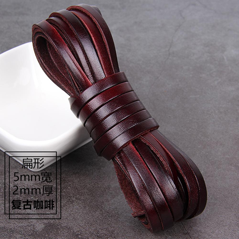 3Mm 4Mm5 Thick Retro Made Old Coffee Round Cowhide Rope Diy Material Bracelet Necklace Jewelry Rope